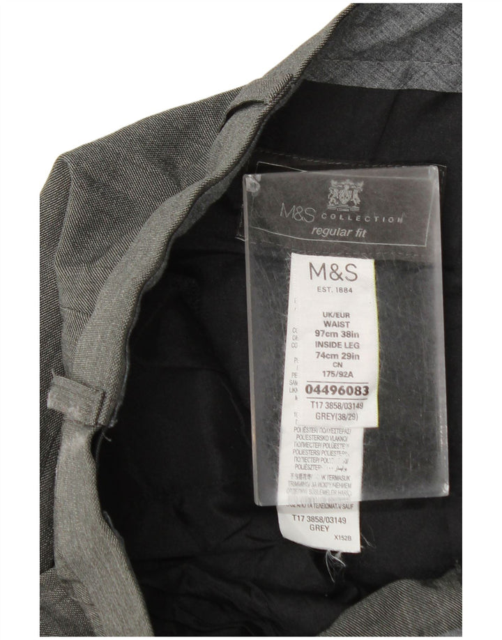 Pantaloni pentru costum bărbați Marks & Spencer, croială regulară, W38 L29, gri, poliester