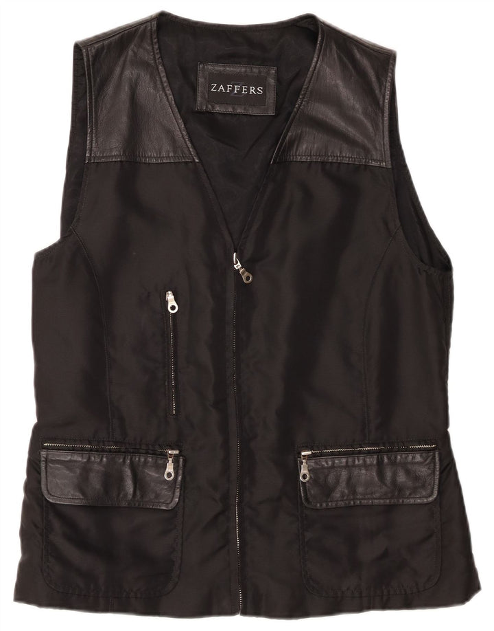Gilet vintage pentru femei supradimensionat IT 40 Small Black Leather