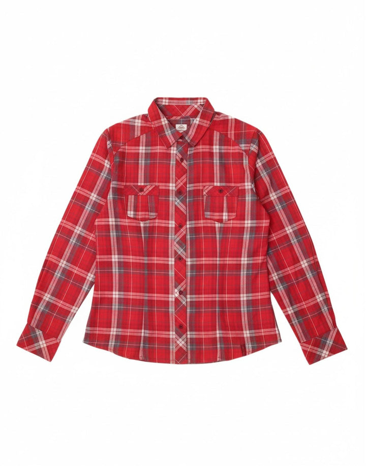 MC KINLEY Womens Flannel Shirt UK 12 Medium Red Check Polyester