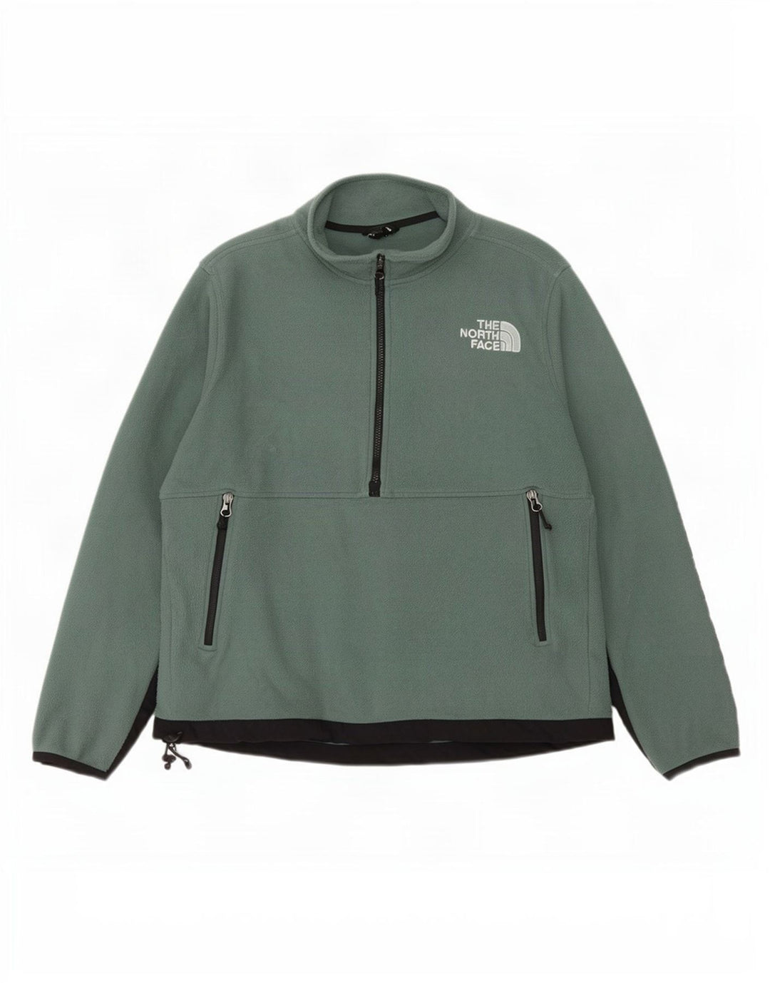 Pulover pentru bărbați The North Face, cu fermoar și gât, din poliester verde mare