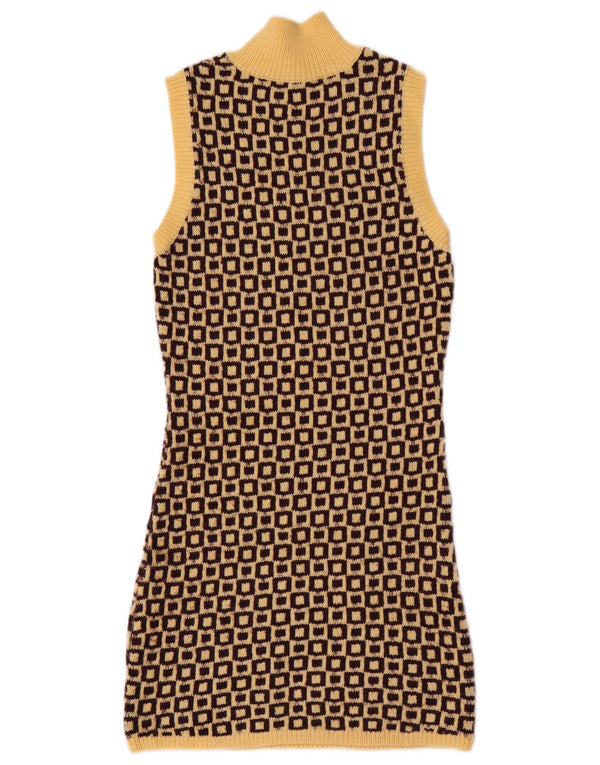 Rochie cu pulover fără mâneci pentru femei Zara UK 12 Galben mediu geometric acrilic