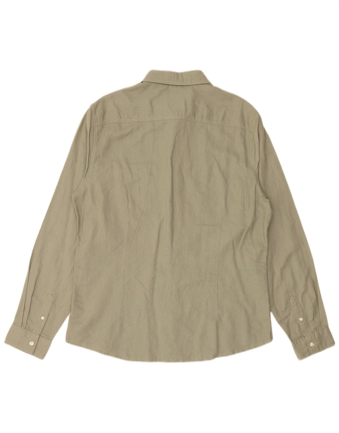 WHITE STUFF Mens Shirt Large Khaki Linen