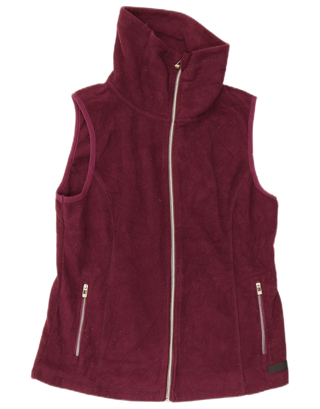 CALVIN KLEIN Gilet cu fleece grafic pentru femei UK 12 Medium Burgundy Poliester