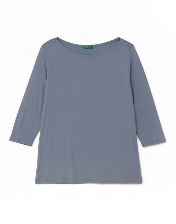 Benetton Top pentru femei cu mâneci 3/4 UK 14, mare, albastru, bumbac