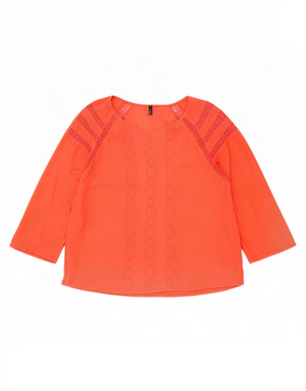Bluză Benetton pentru femei cu mâneci 3/4, UK 10 Small Orange Geometric