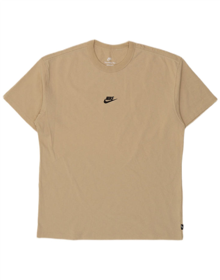 Tricou Nike pentru bărbați, cu croiala lejeră, top mediu, bej, bumbac