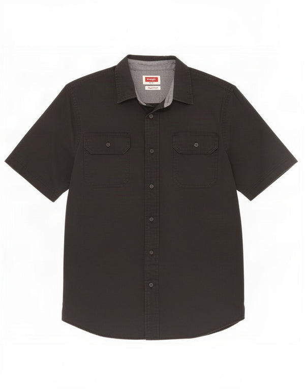 Cămașă cu mânecă scurtă pentru bărbați Wrangler, bumbac negru mic