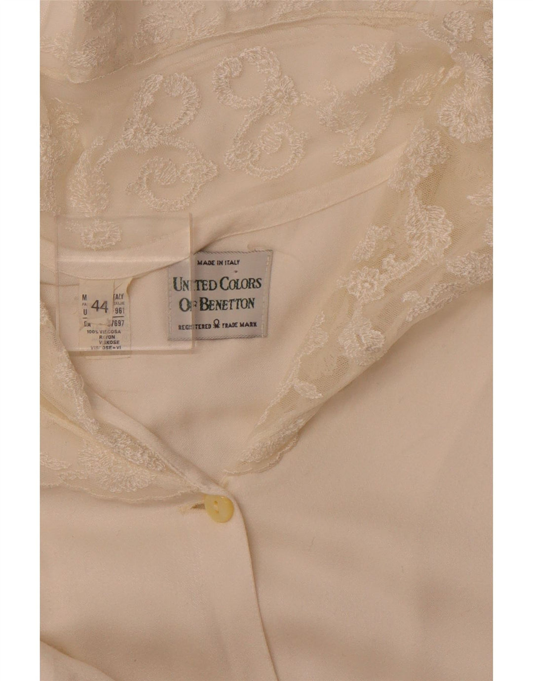 Bluză cămașă pentru femei BENETTON IT 44 Medium Off White Viscose
