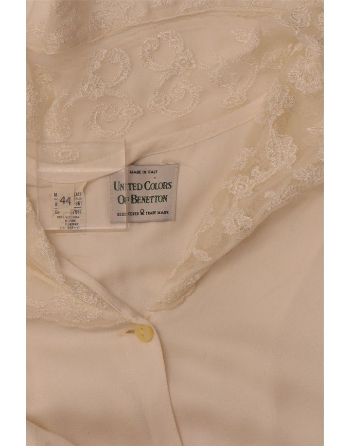 Bluză cămașă pentru femei BENETTON IT 44 Medium Off White Viscose