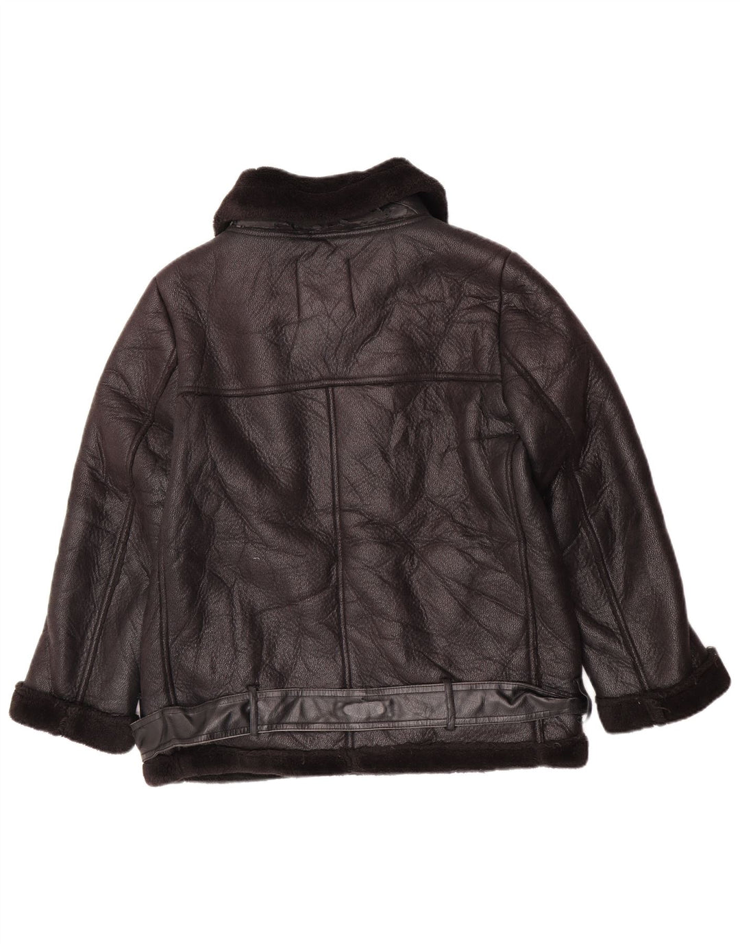 Jachetă Sherpa pentru femei din piele artificială Zara UK 14 Poliuretan mediu negru