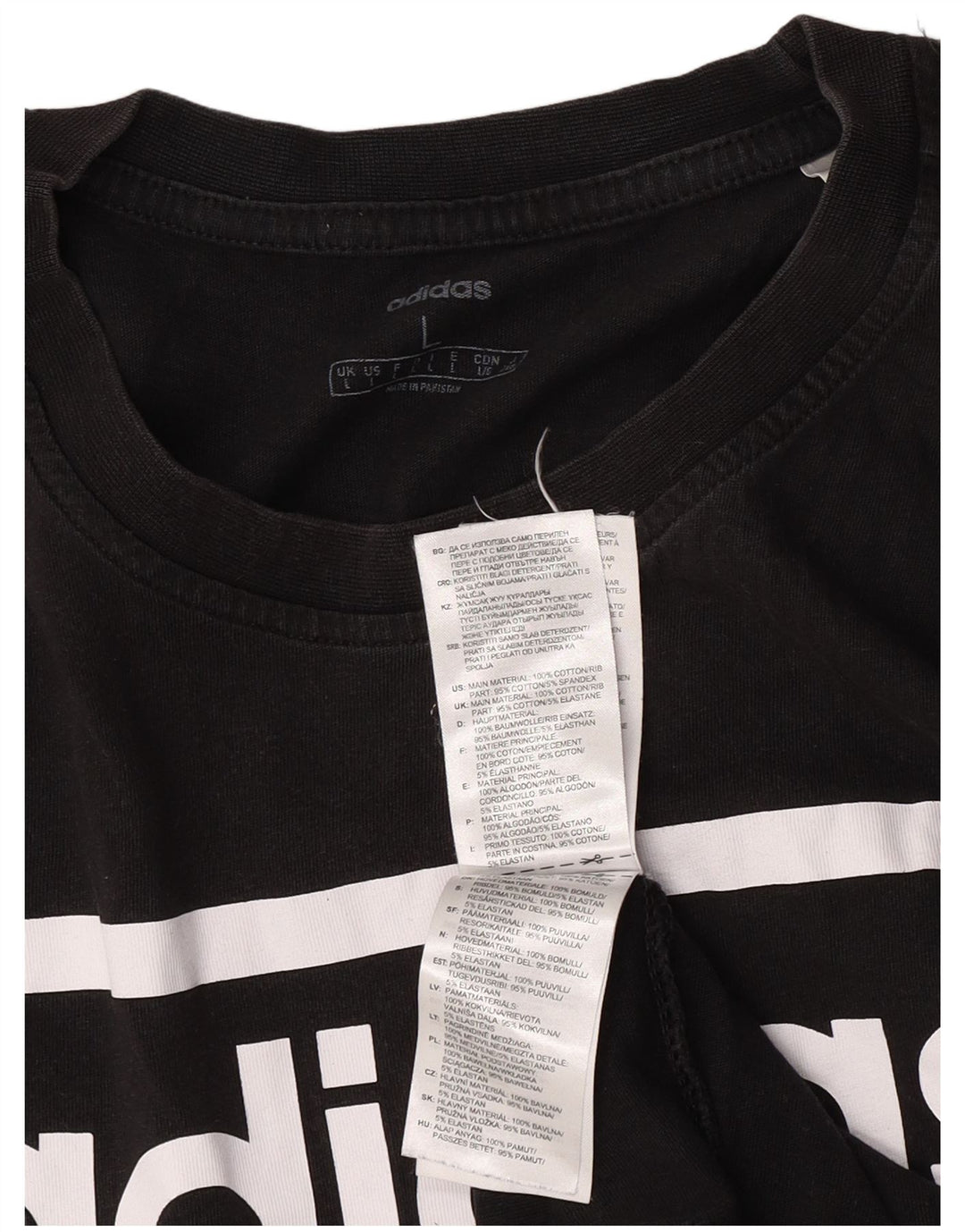 Tricou grafic Adidas pentru bărbați Top mare din bumbac negru