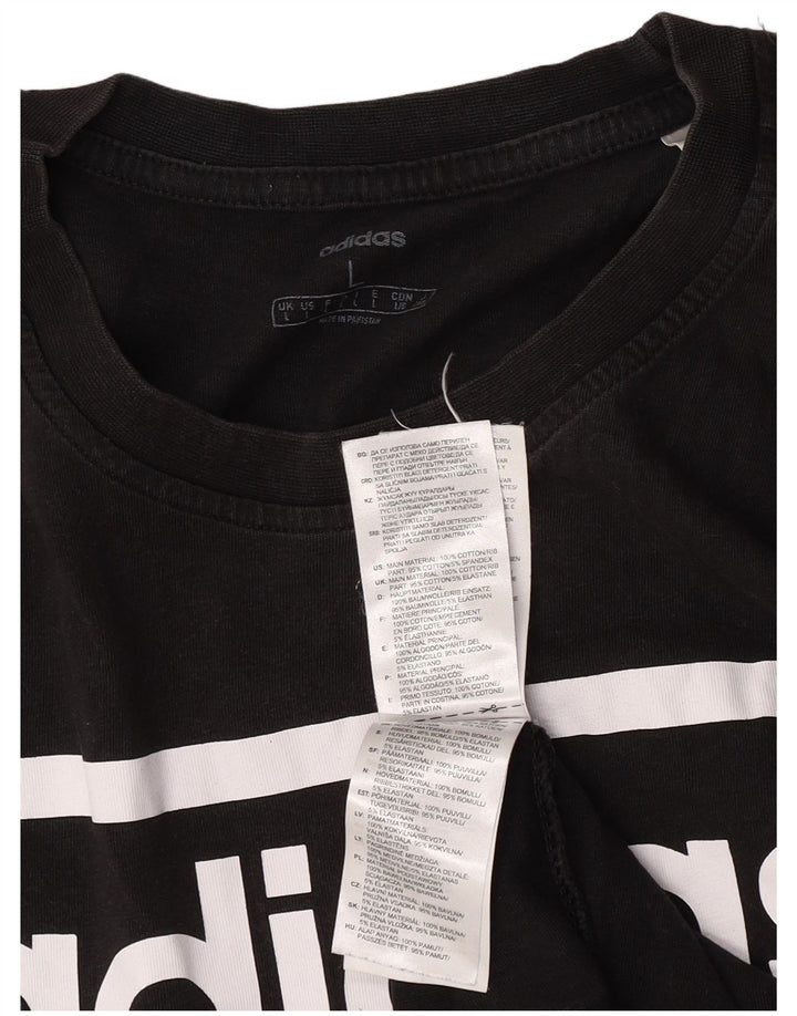 Tricou grafic Adidas pentru bărbați Top mare din bumbac negru