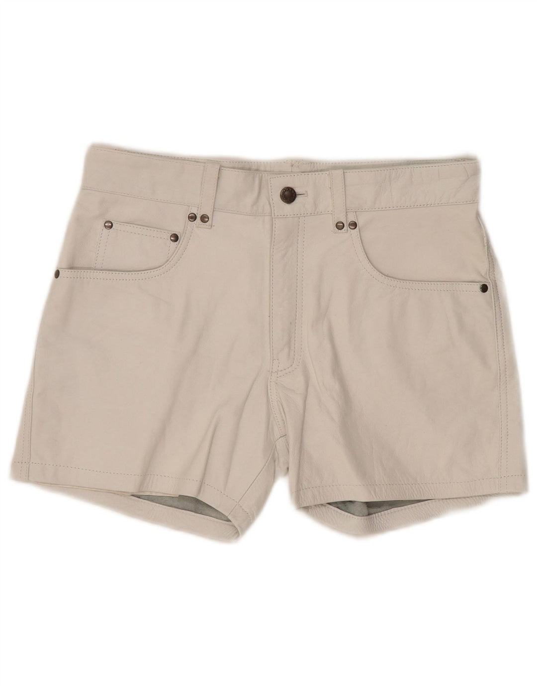 Pantaloni scurți casual din piele vintage pentru femei W33 din piele albastră mare