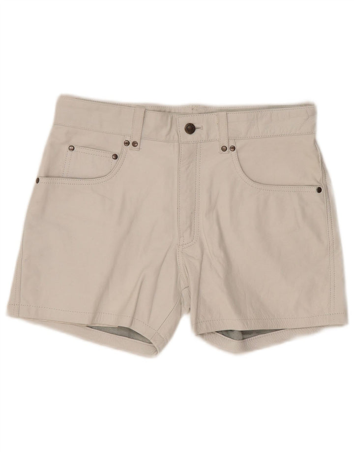 Pantaloni scurți casual din piele vintage pentru femei W33 din piele albastră mare