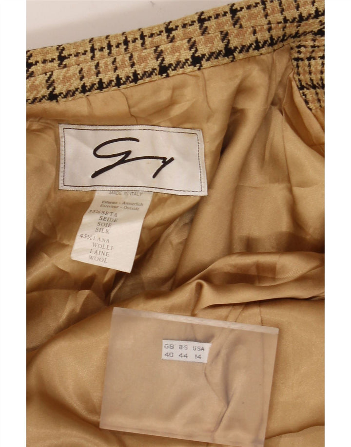 Jachetă pentru femei GENNY cu 2 nasturi US 14 XL, bej, mătase cu check