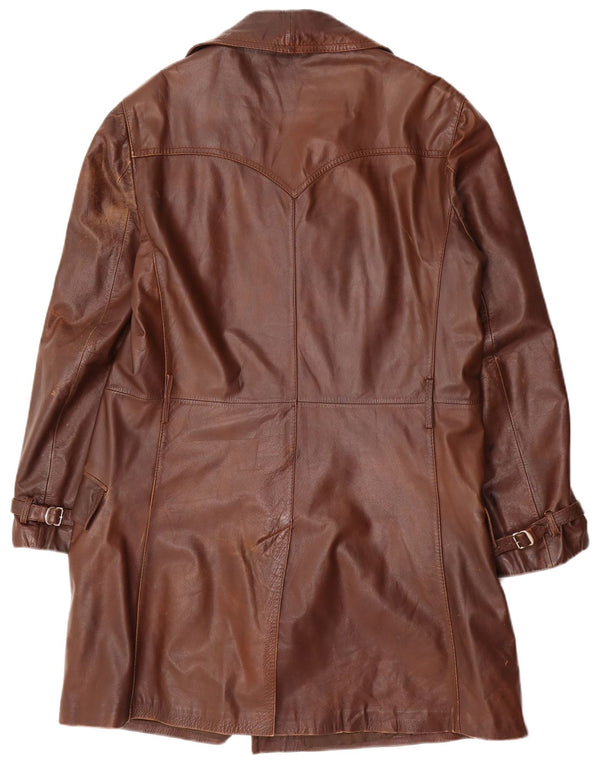 Palton din piele dublu pentru bărbați vintage UK 38 maro mediu