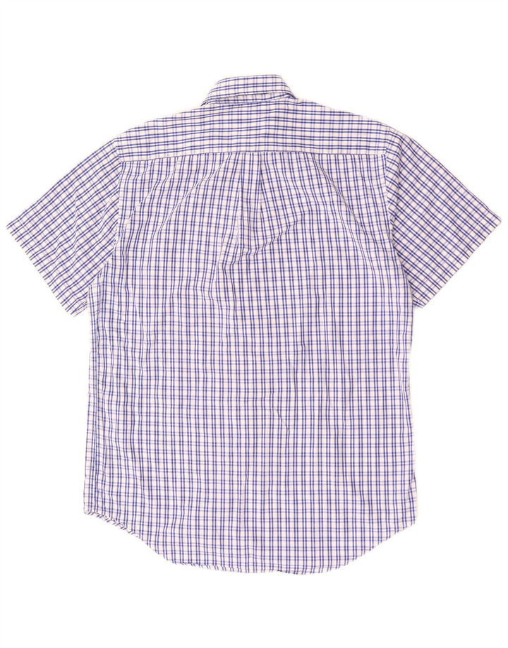 Cămașă Dack's pentru bărbați, cu mânecă scurtă, în formă clasică, din bumbac cu carouri, albastru mediu