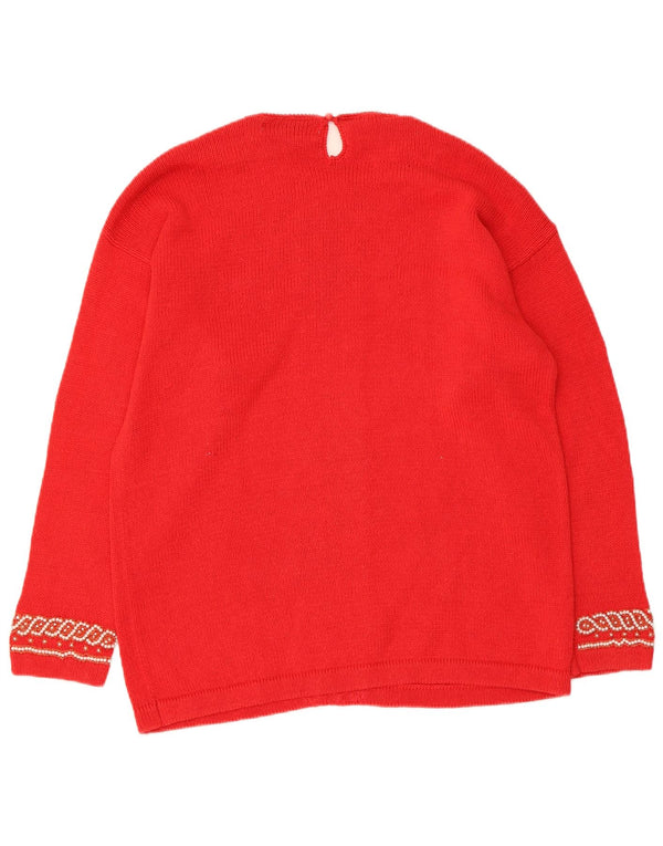 Victoria Harbour Pulover pentru femei cu gâtul cu barca UK 14 Medium Red Ramie