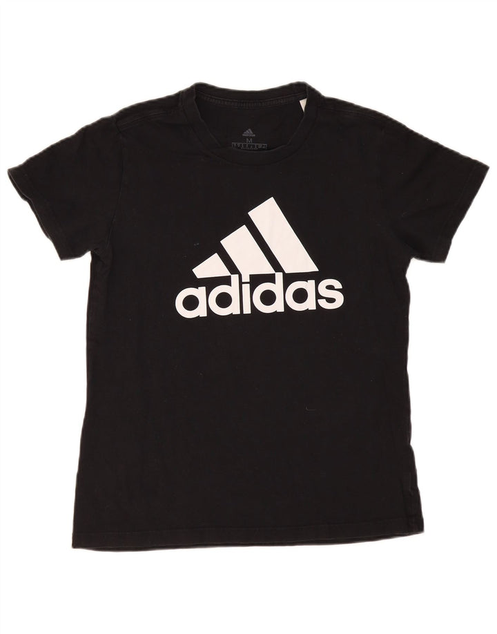 Tricou grafic ADIDAS pentru femei, Marea Britanie 12/14, bumbac mediu negru