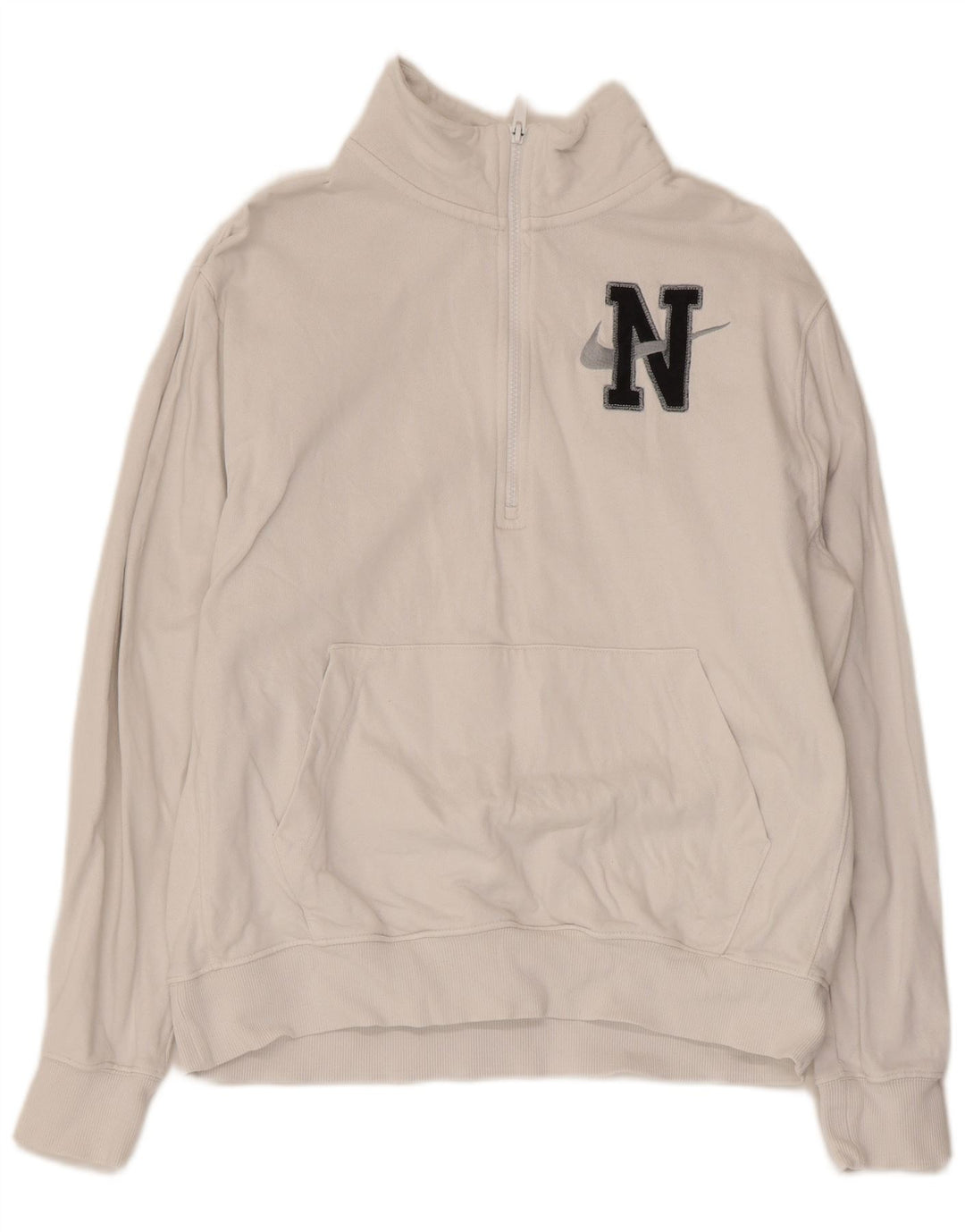 Pulover Nike pentru femei, cu grafic, cu fermoar, cu gât, UK 14, bumbac alb mediu