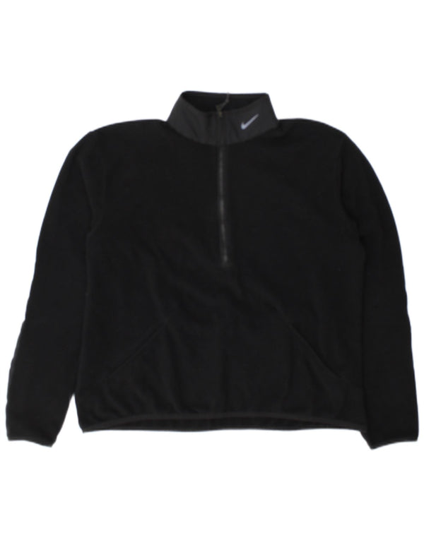 Pulover Nike pentru femei Therma-Fit, cu fermoar și gât, din lână UK 14 Poliester mediu negru