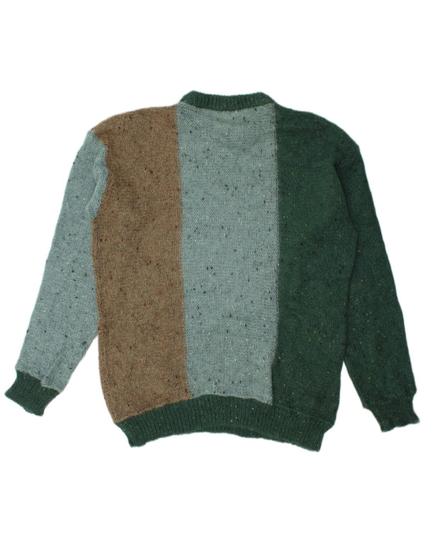 Pulover vintage pentru bărbați cu gât roșu IT 54 XL din lână cu pete multicolore