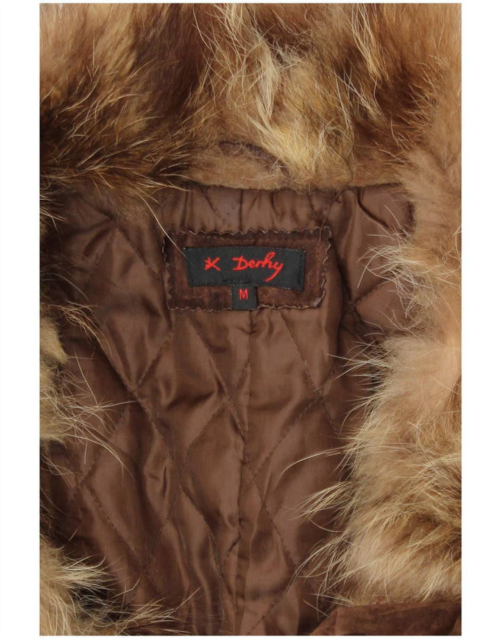 Rene Derhy Pardesiu din piele intoarsa pentru femei UK 14, maro mediu, piele