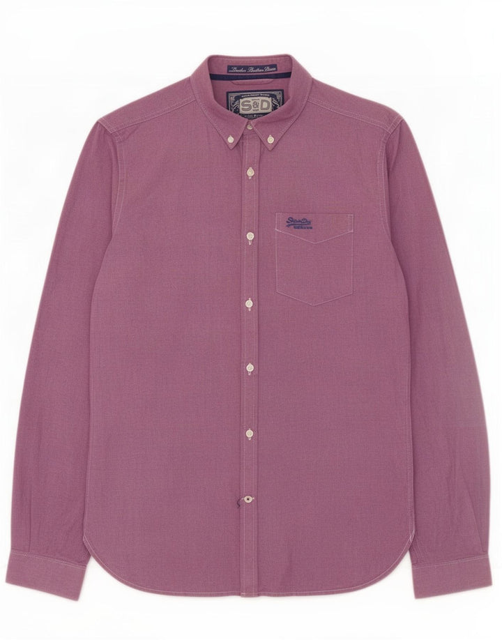 Cămașă Superdry pentru bărbați din bumbac violet mediu