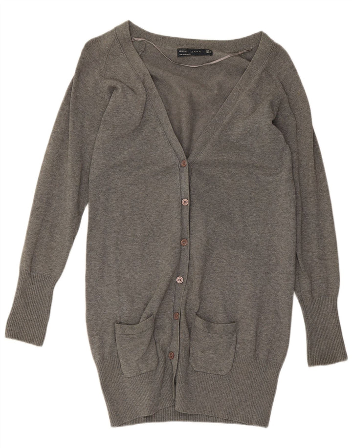 Pulover cardigan pentru femei Zara UK 12, bumbac gri mediu