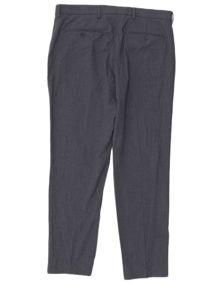 Pantaloni de costum pentru bărbați Marks & Spencer, cu tăiere obișnuită, L36 L31 Blue Houndstooth