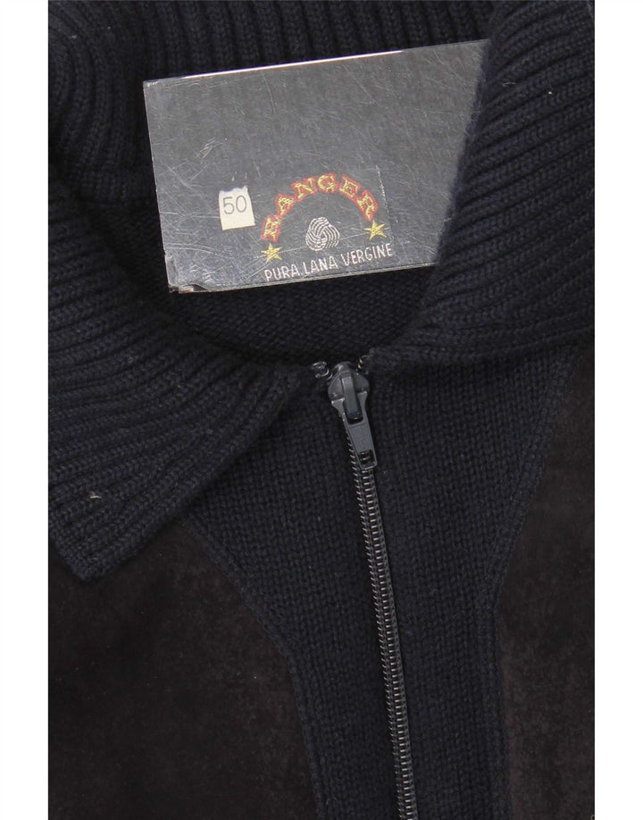 Pulover cardigan pentru bărbați Ranger IT 50 Mediu Lână virgină colorblock albastru bleumarin