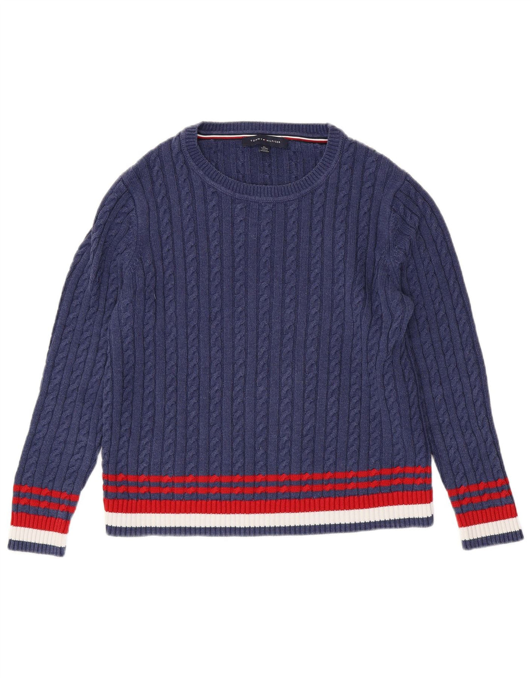 Pulover pentru femei TOMMY HILFIGER cu gât de barcă, Marea Britanie 18 XL, bleumarin, cu dungi