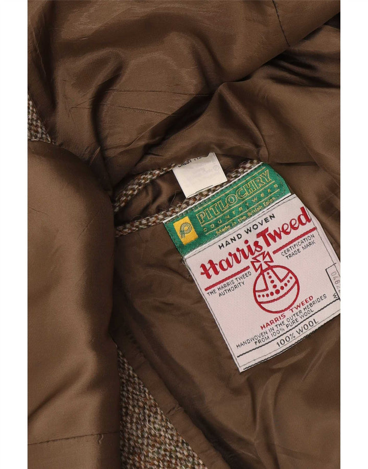 Jachetă pentru bărbați Harris Tweed cu 2 nasturi, UK 44 XL, lână maro