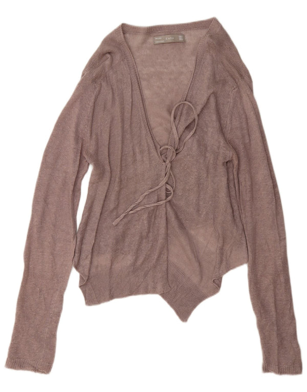 Pulover cardigan pentru femei Zara UK 12, maro mediu, in