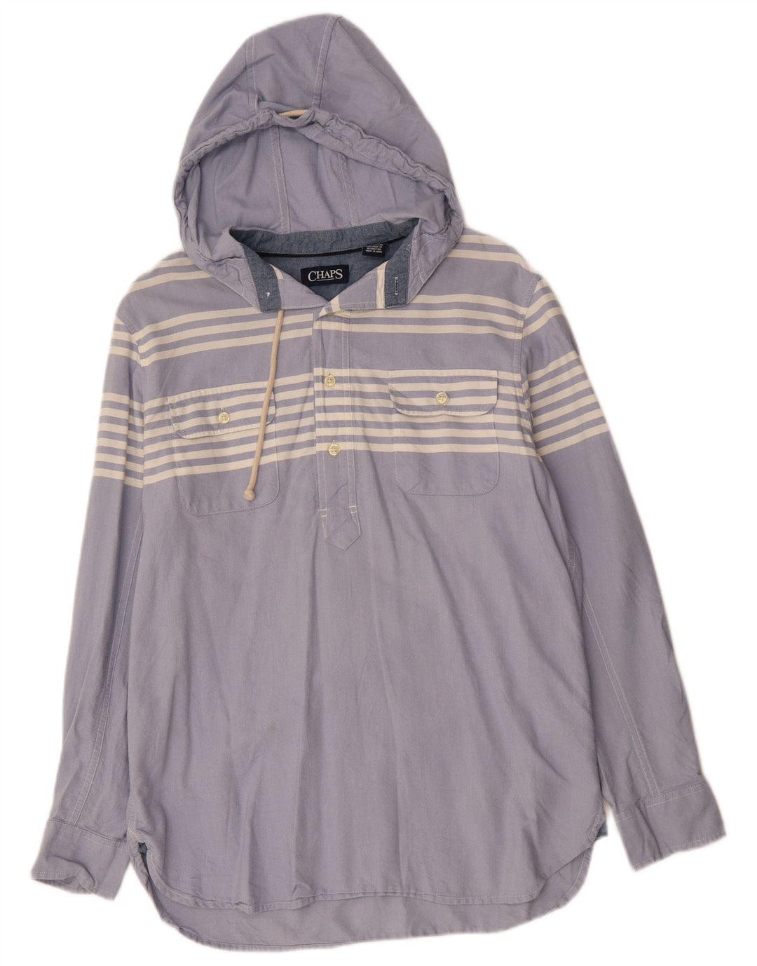 Cămașă pentru bărbați CHAPS cu glugă, bumbac cu dungi albastre medii