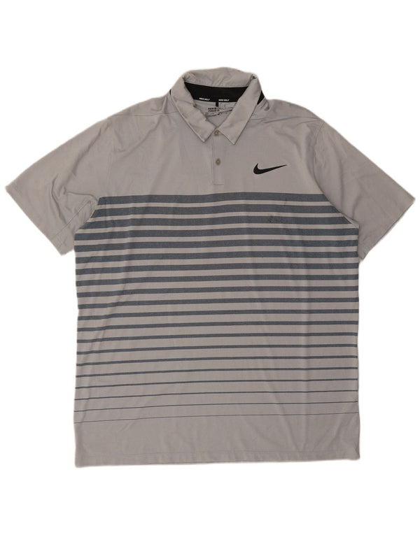 Tricou polo Nike pentru bărbați Dri Fit XL poliester cu dungi gri
