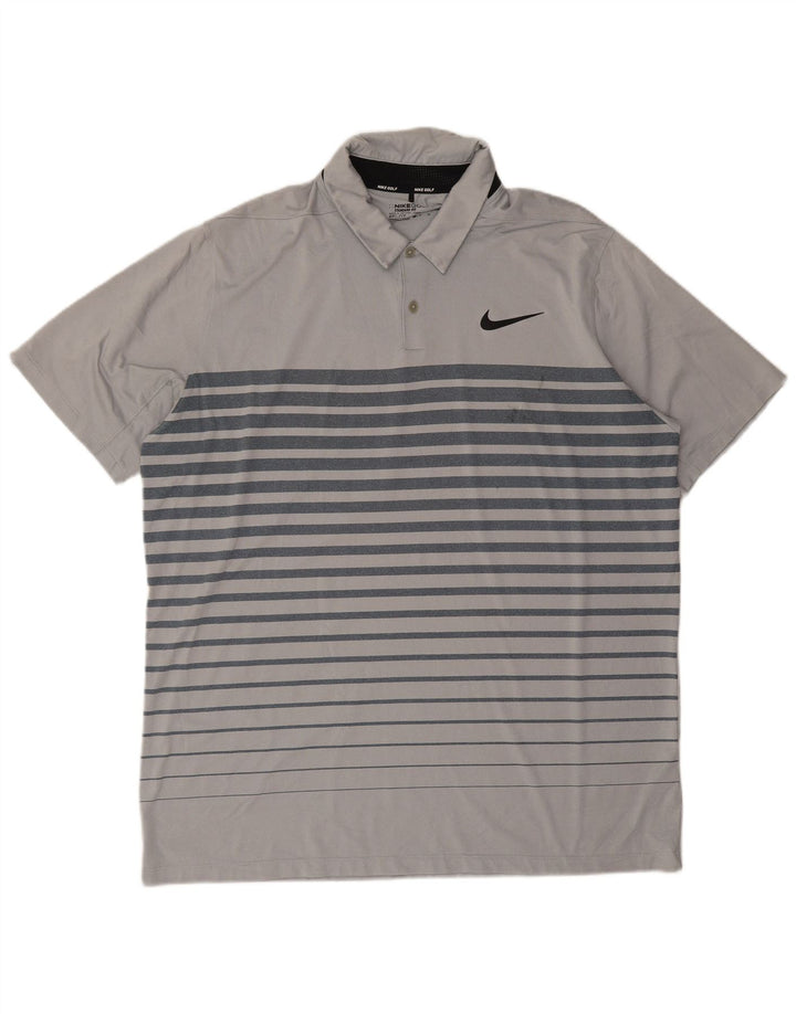 Tricou polo Nike pentru bărbați Dri Fit XL poliester cu dungi gri