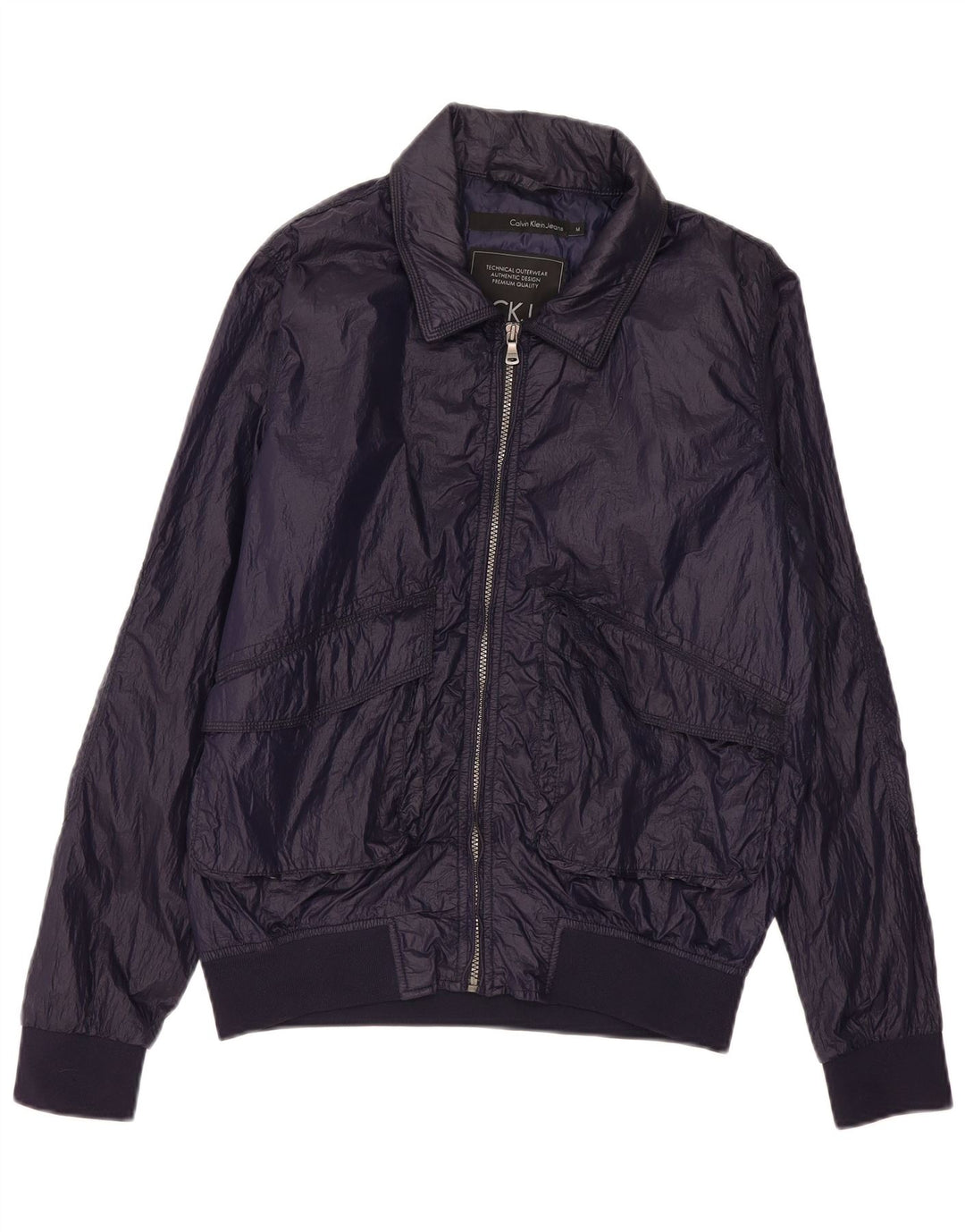 CALVIN KLEIN JEANS Jachetă Bomber pentru bărbați UK 38 Mediu Nailon bleumarin