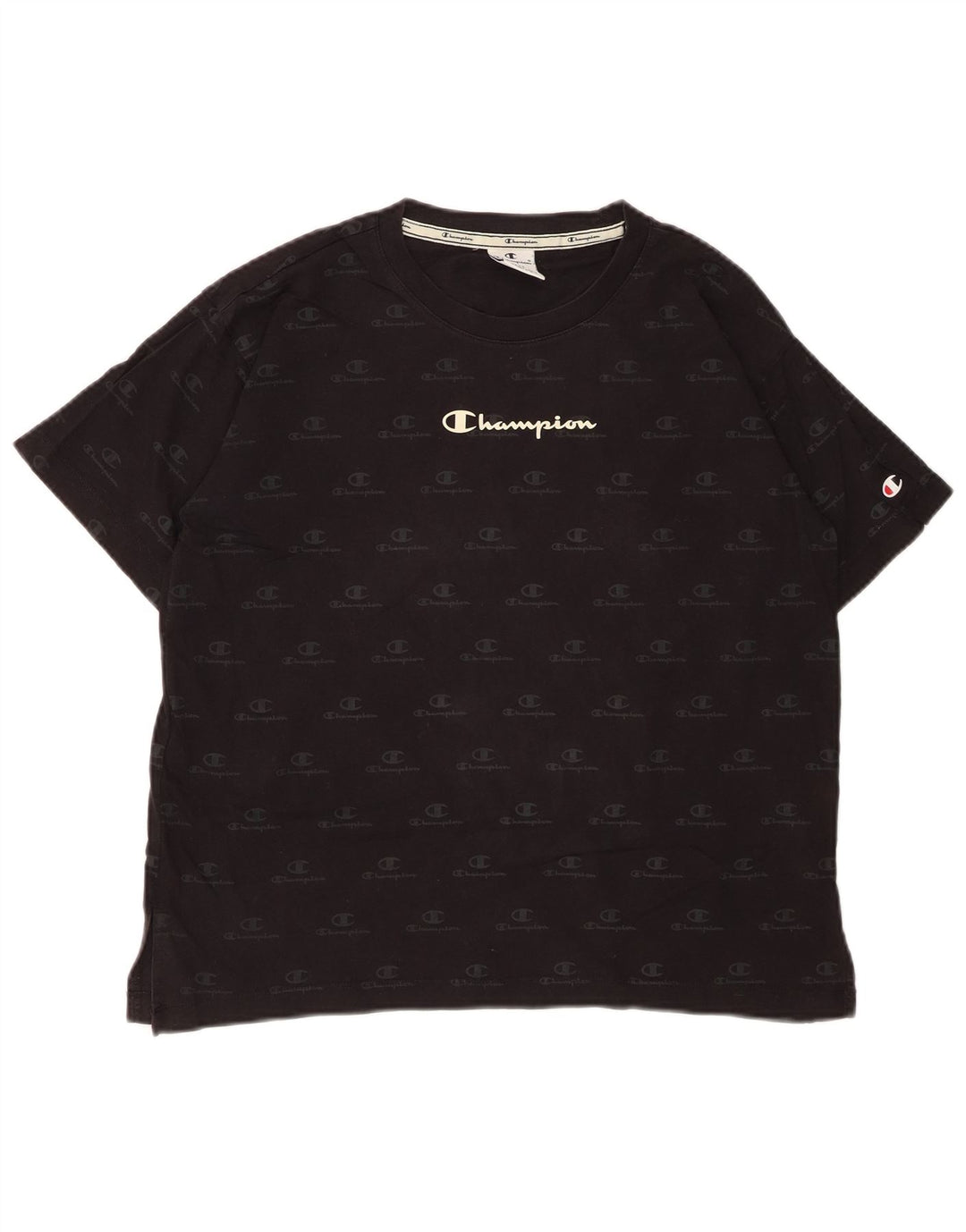 Tricou grafic supradimensionat pentru femei CHAMPION Top UK 10 Bumbac negru mic