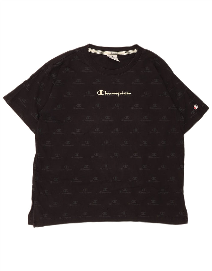 Tricou grafic supradimensionat pentru femei CHAMPION Top UK 10 Bumbac negru mic