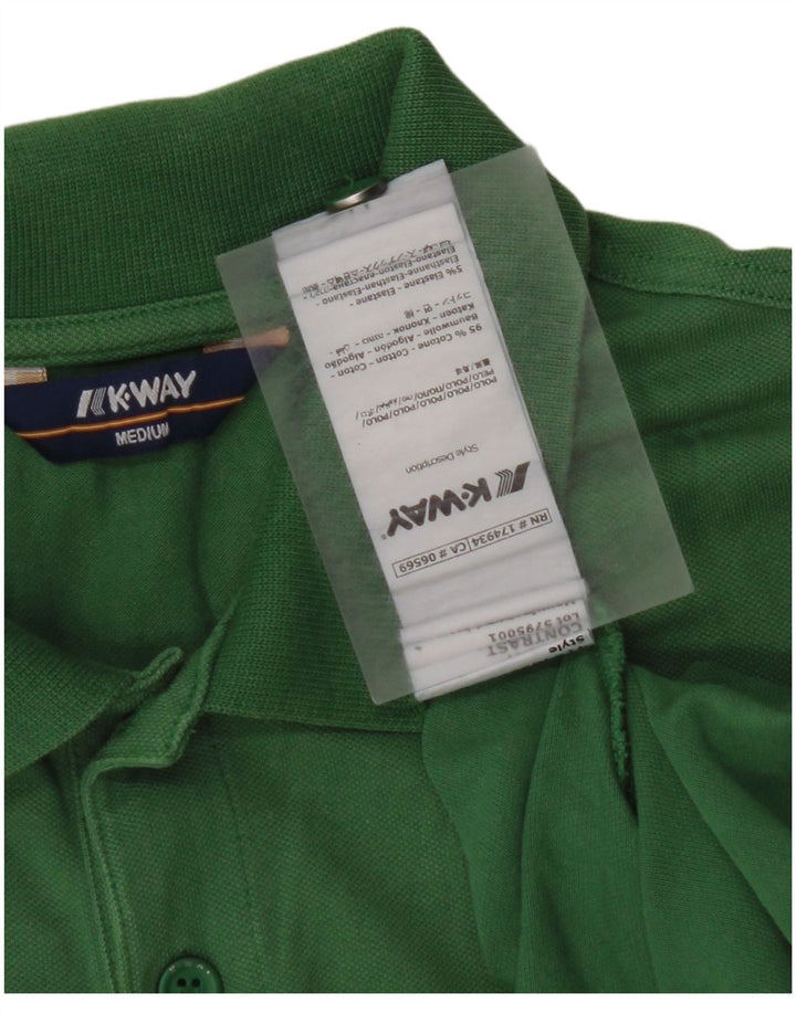 Tricou polo pentru bărbați K-WAY, bumbac verde mediu