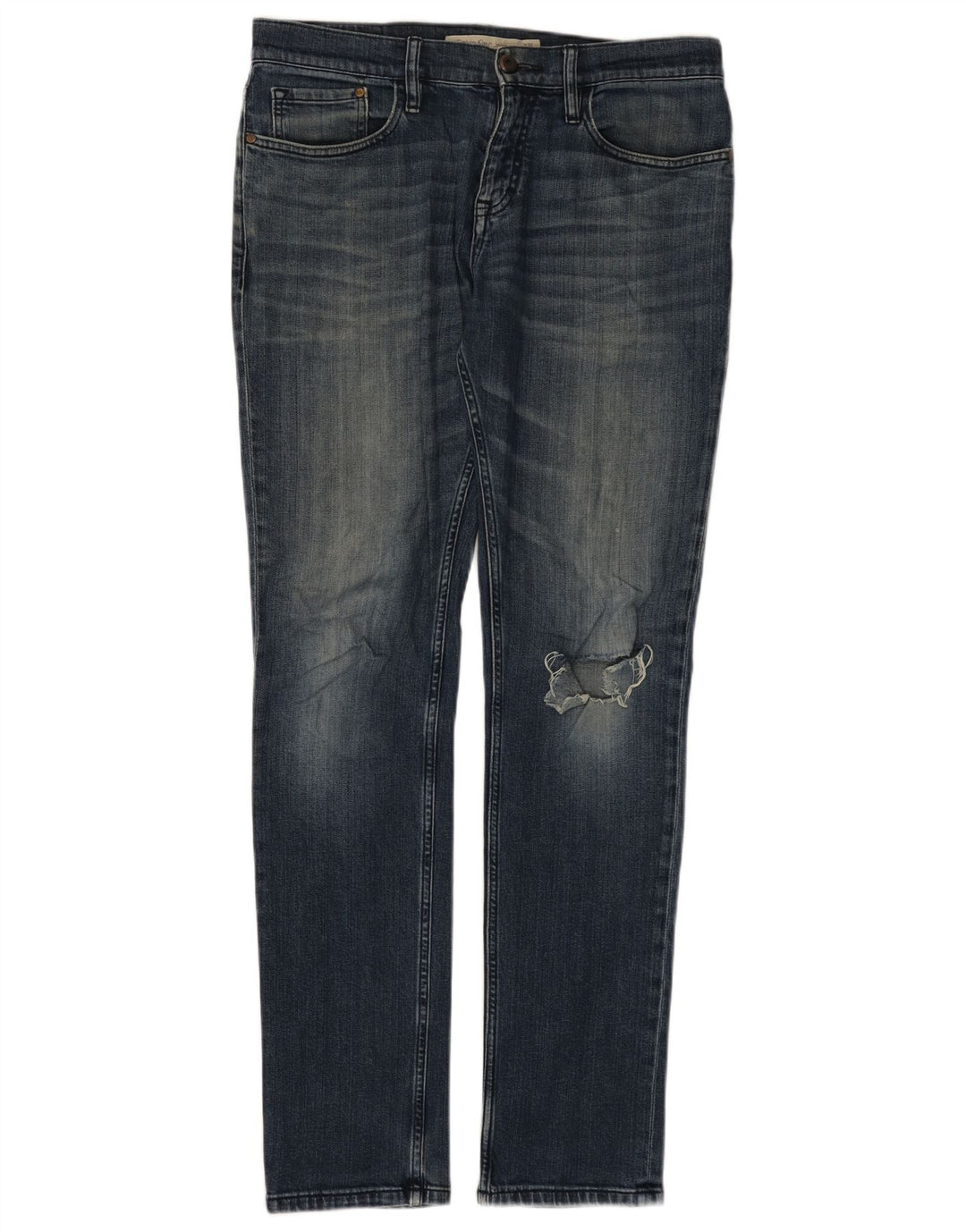 Blugi slim pentru bărbați CALVIN KLEIN Distressed Slim W32 L34 Blue Bumbac