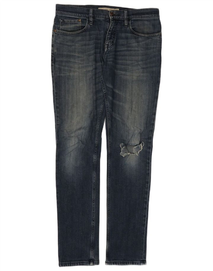 Blugi slim pentru bărbați CALVIN KLEIN Distressed Slim W32 L34 Blue Bumbac