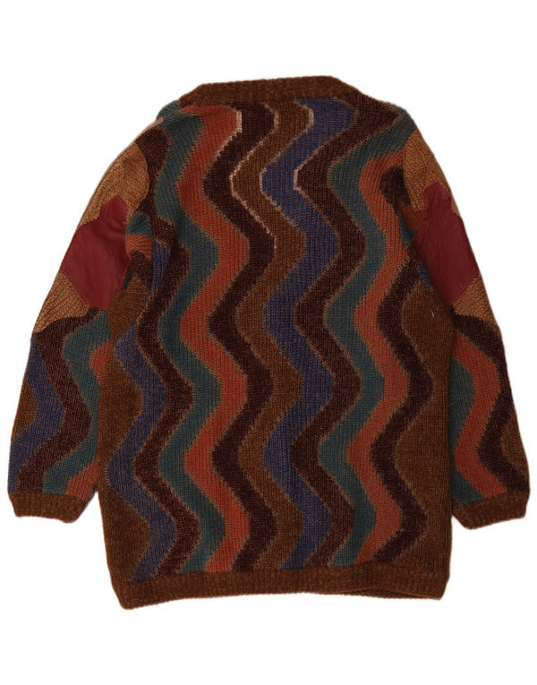 Pulover Cardigan Vintage pentru femei UK 18 XL Maro Lână color bloc