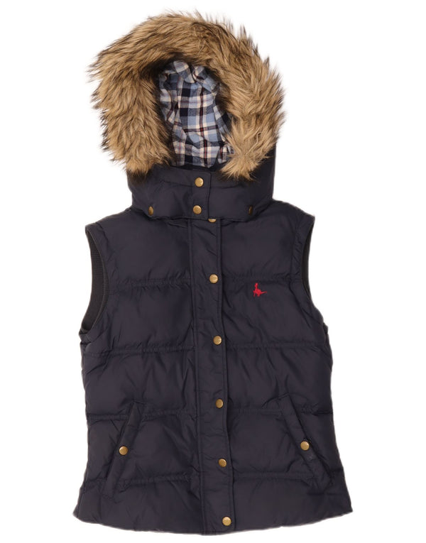 Gilet căptușit cu glugă Joules pentru femei UK 8 Small Bleumarin