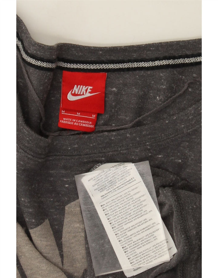 Pulover de hanorac grafic Nike pentru femei UK 14, bumbac cu pete gri mediu