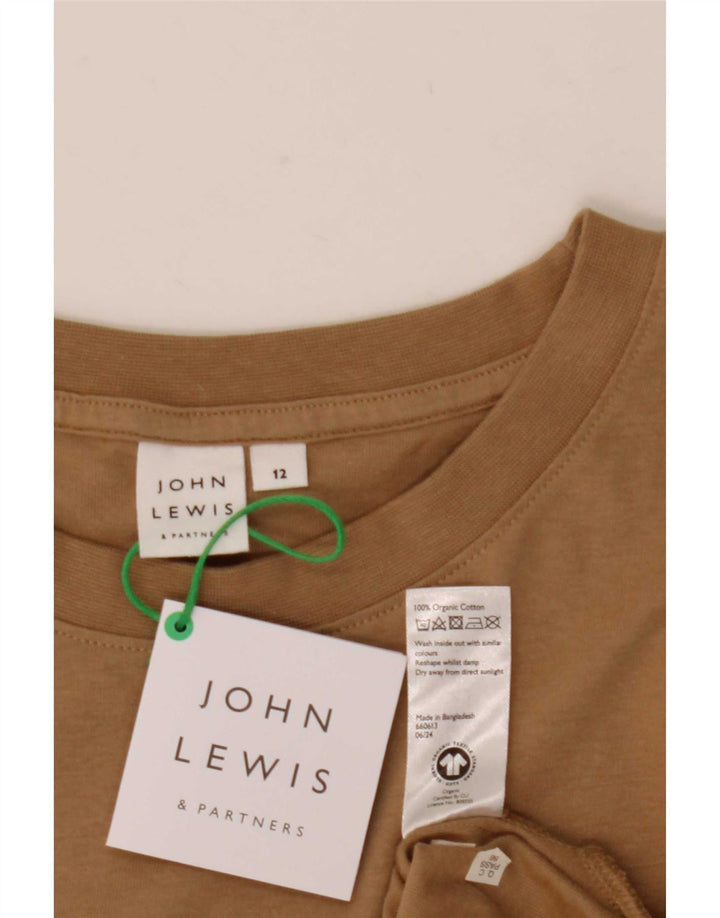 Top supradimensionat pentru femei John Lewis cu mânecă lungă UK 12, bumbac mediu bej