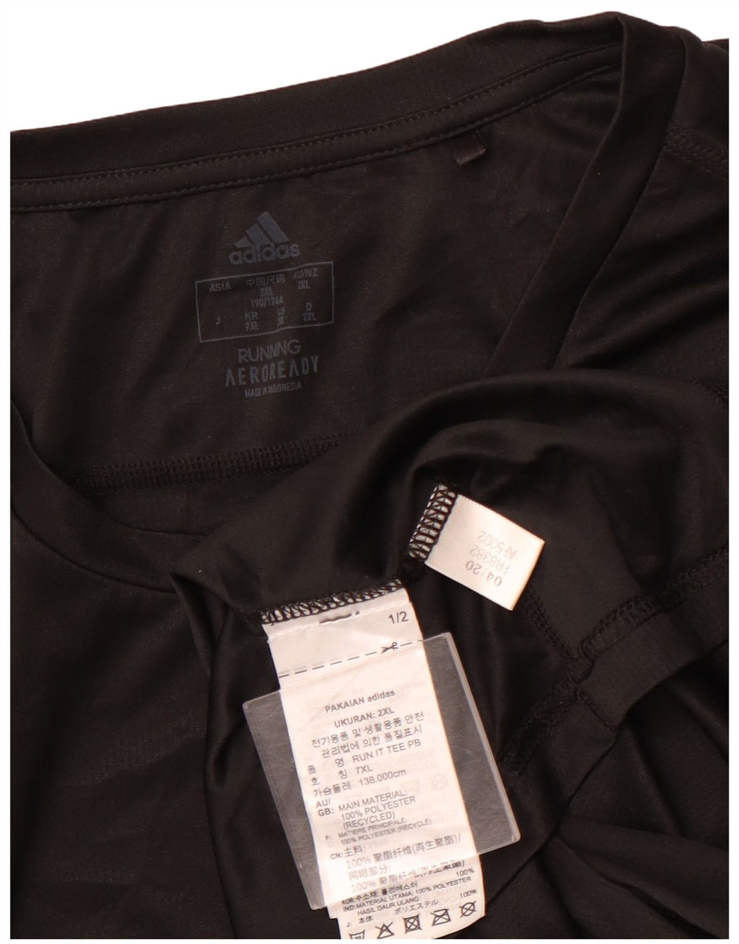 Tricou pentru alergare ADIDAS pentru bărbați Top 2XL Negru Poliester Sport