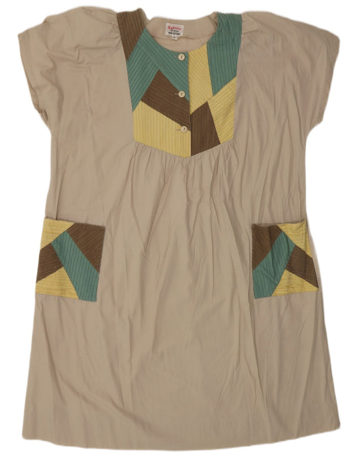 Rochie Cort pentru femei Capricci By Marcell UK 14 Medium Beige Patchwork Bumbac