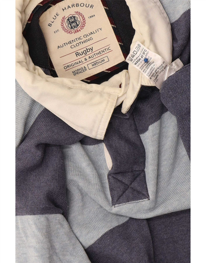 Tricou polo pentru bărbați Marks & Spencer Blue Harbour Rugby, cu dungi albastre medii